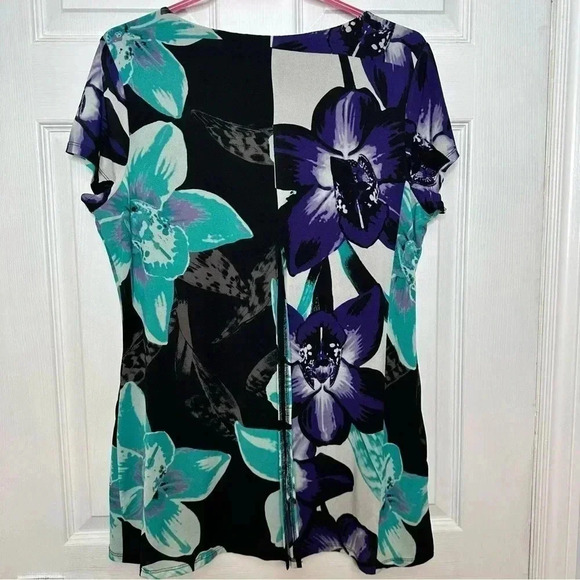 Northern Reflections  Floral Blouse Black, Purple, & Blue Size Extra Large - Picture 8 of 16
